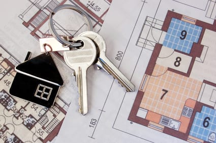 Keys with home on blueprints